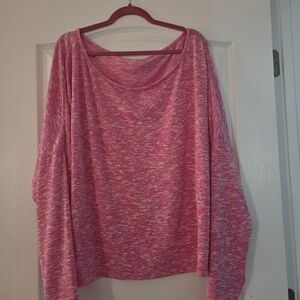 crown & ivy Heathered Pink Knit Long Sleeve Top